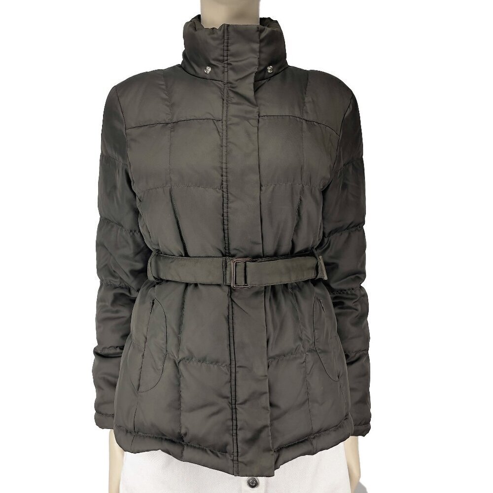 ESPRIT COLLECTION Quilted Down Feather Winter‎ Puffer Belted Green Coat Size 4